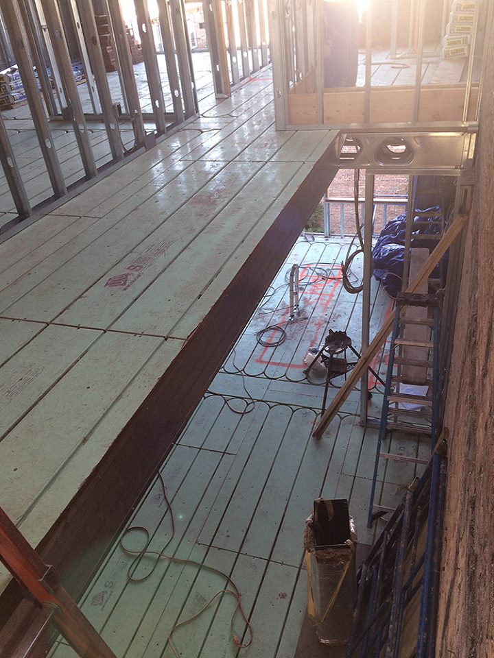 Warmboard-S panels laid as the floor of an upper storey during construction